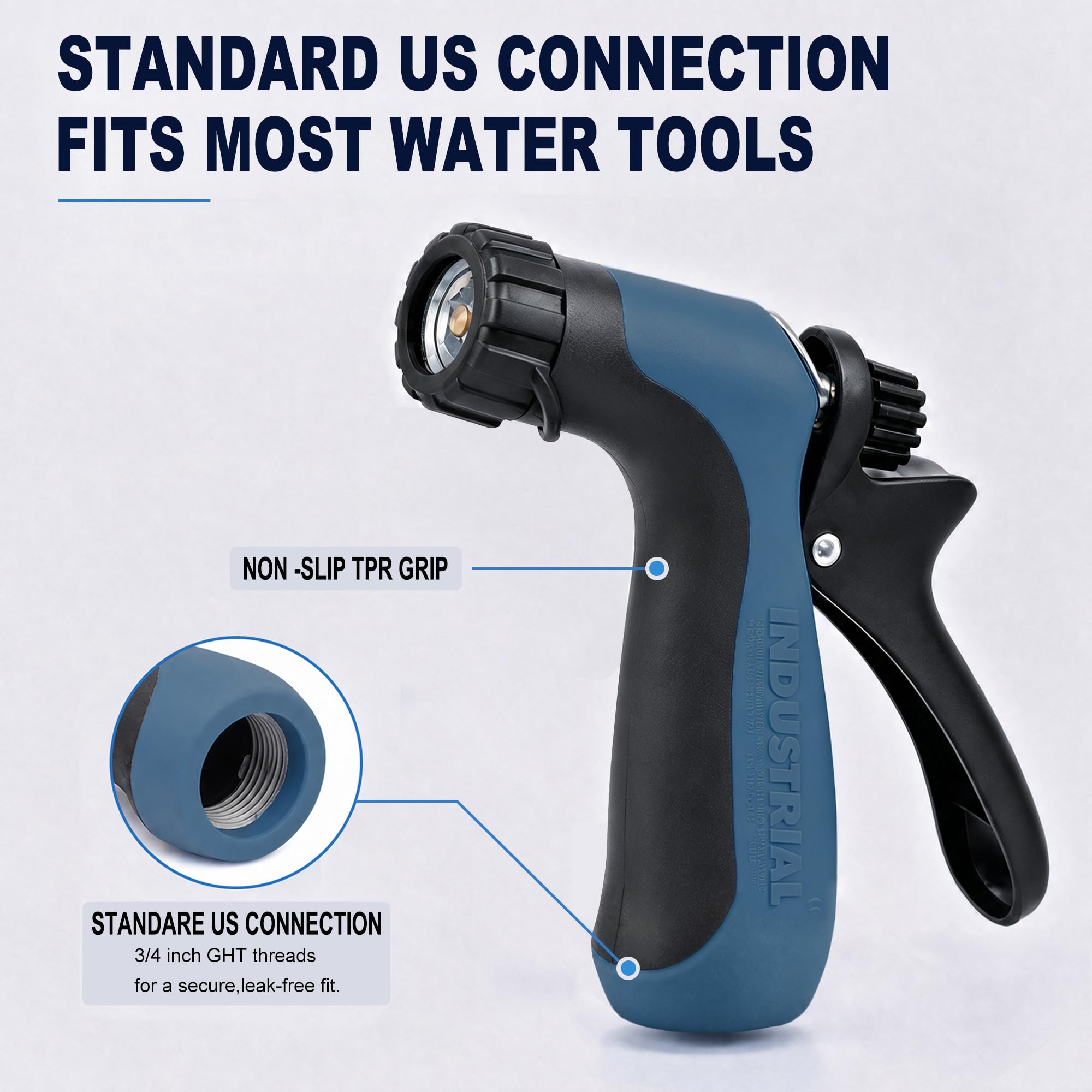 waouaut Industrial Garden Hose Nozzle packaging with specifications