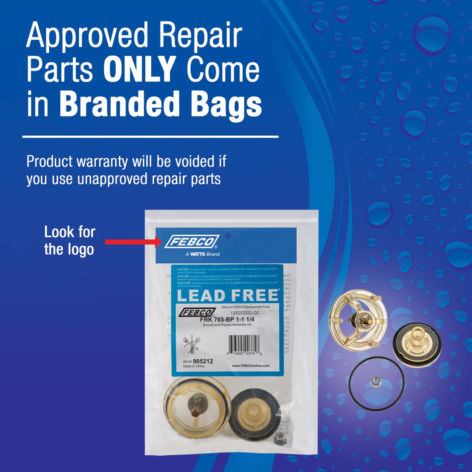 Washer and stem components included in the Febco kit