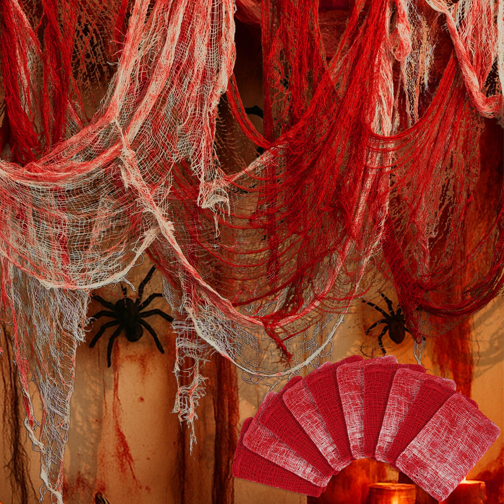 Watayo Halloween Creepy Cloth 10 Pcs Red and Bloodstain White