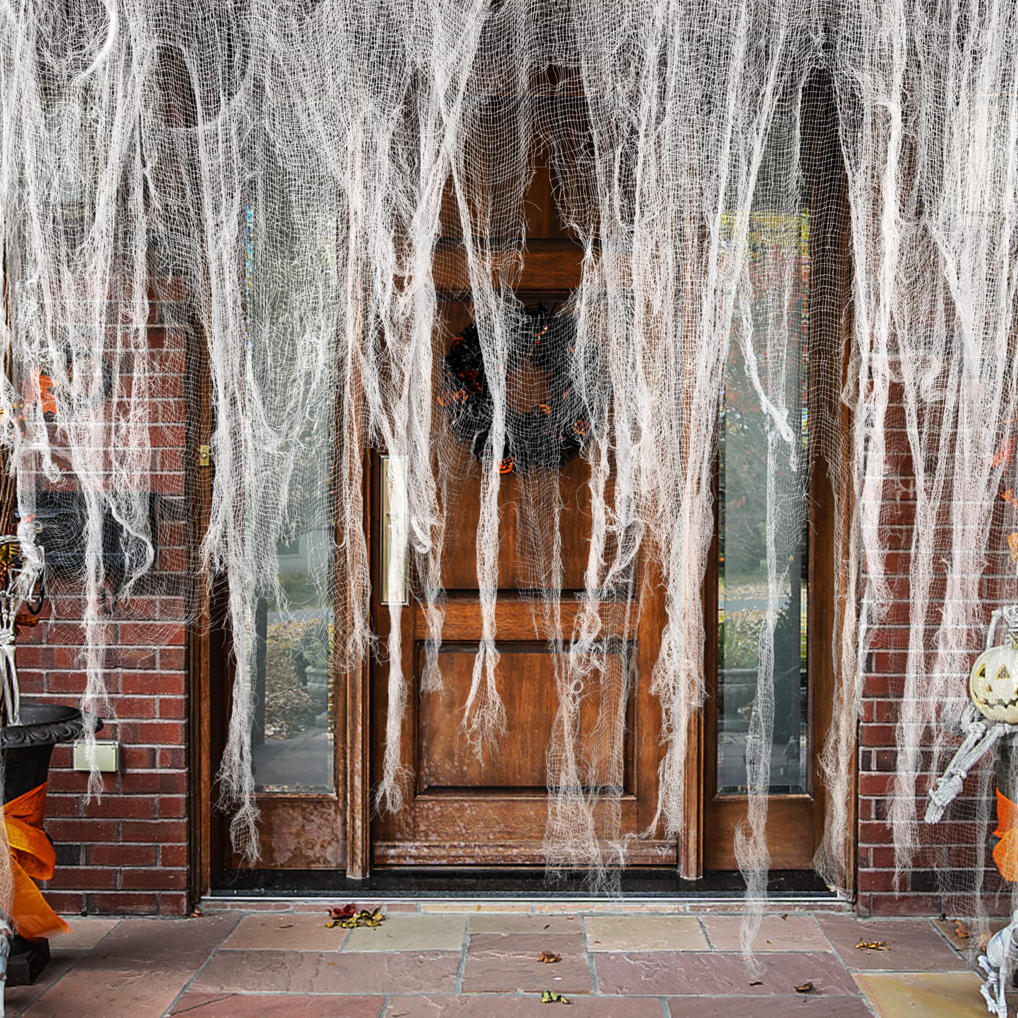 Watayo Halloween Creepy Cloth 196x39 inch white fabric front view