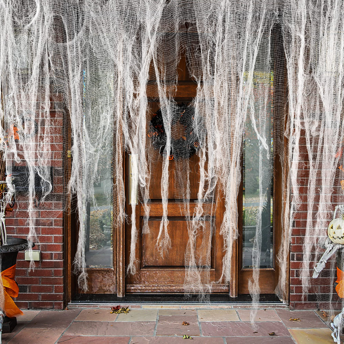 Watayo Halloween Creepy Cloth 196x39 inch white fabric front view
