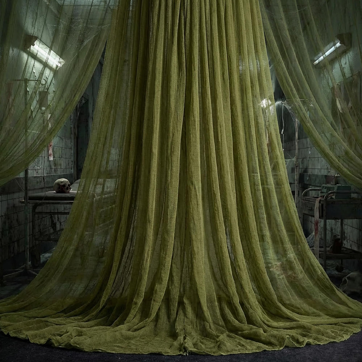 Watayo Halloween Creepy Cloth 400 x 85 inches dark green front view