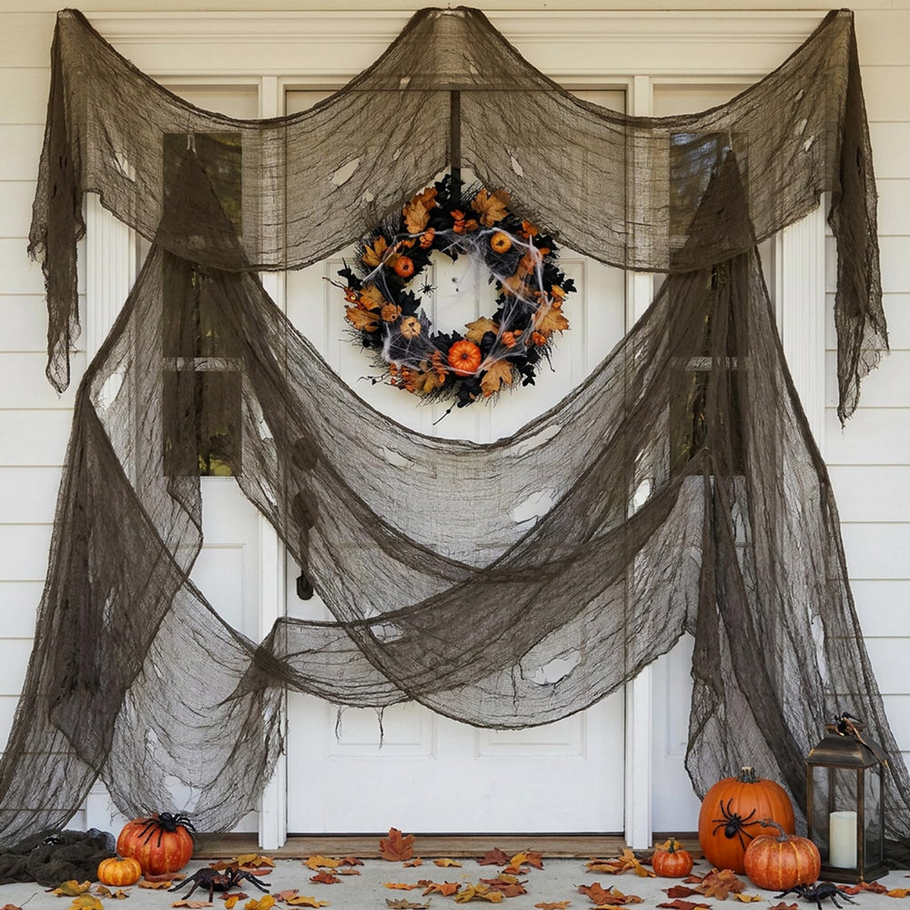 Watayo Halloween Creepy Cloth used as a backdrop for a photo shoot