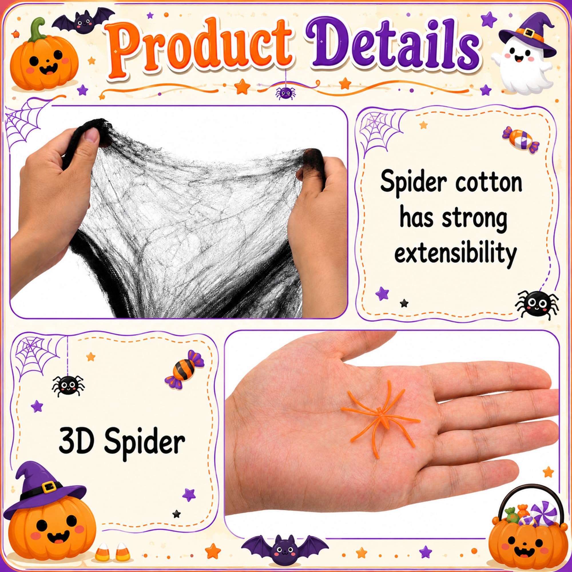 Watayo Halloween spider web decoration on a porch
