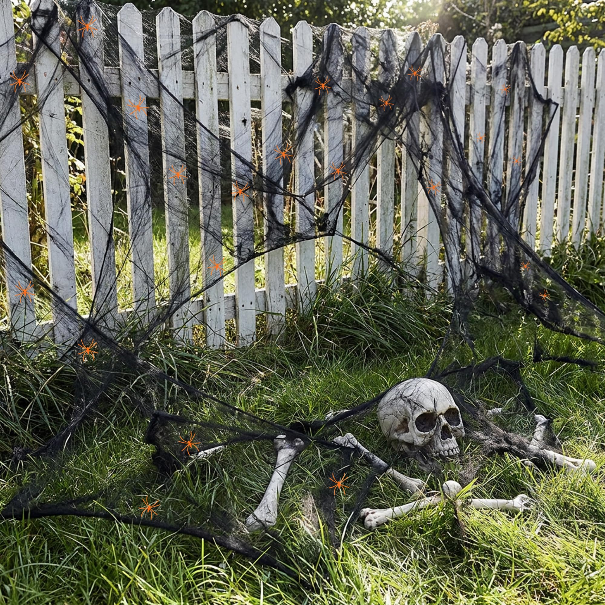 Watayo spider web with bats arranged for Halloween