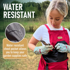 Water-resistant chest pocket of Grampa's Weeder Gardening Apron