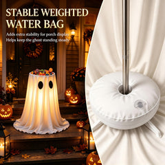 Water weight bag for stability of ghost candy bowl stand
