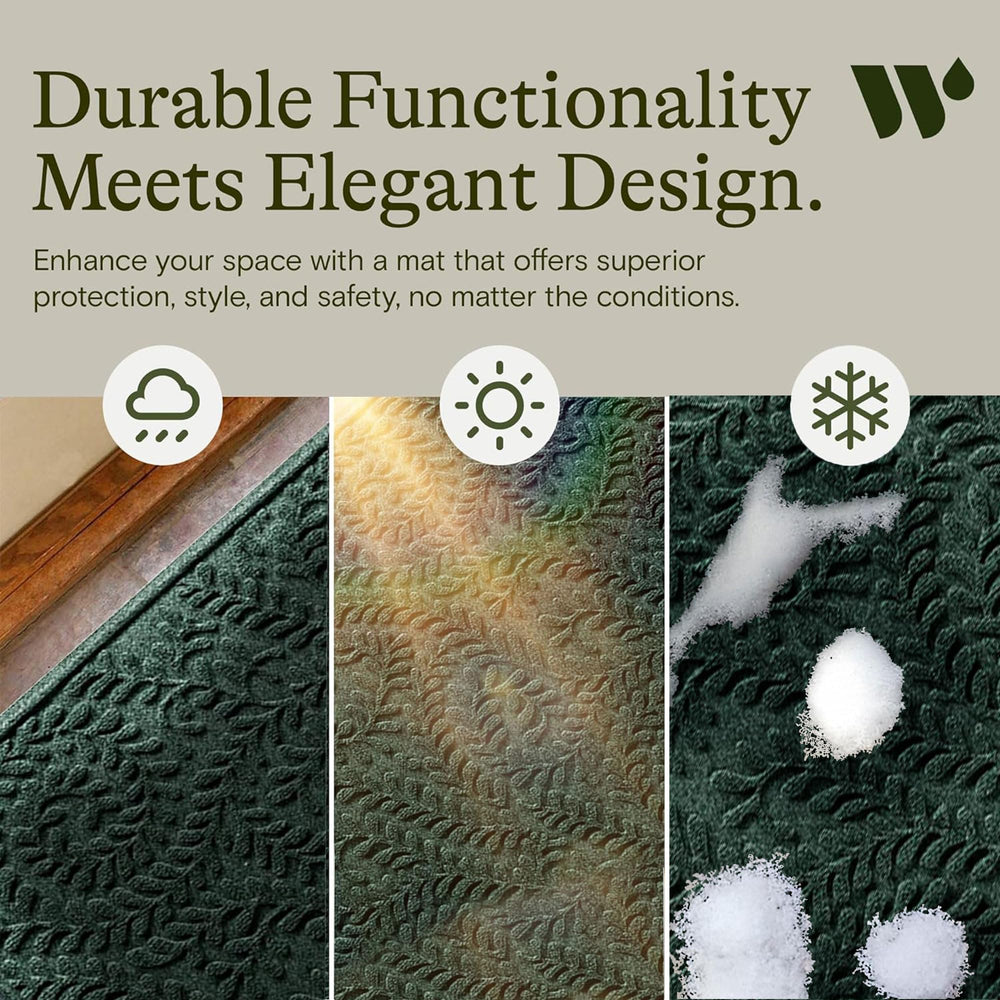WaterHog Boxwood Doormat with floral design detail
