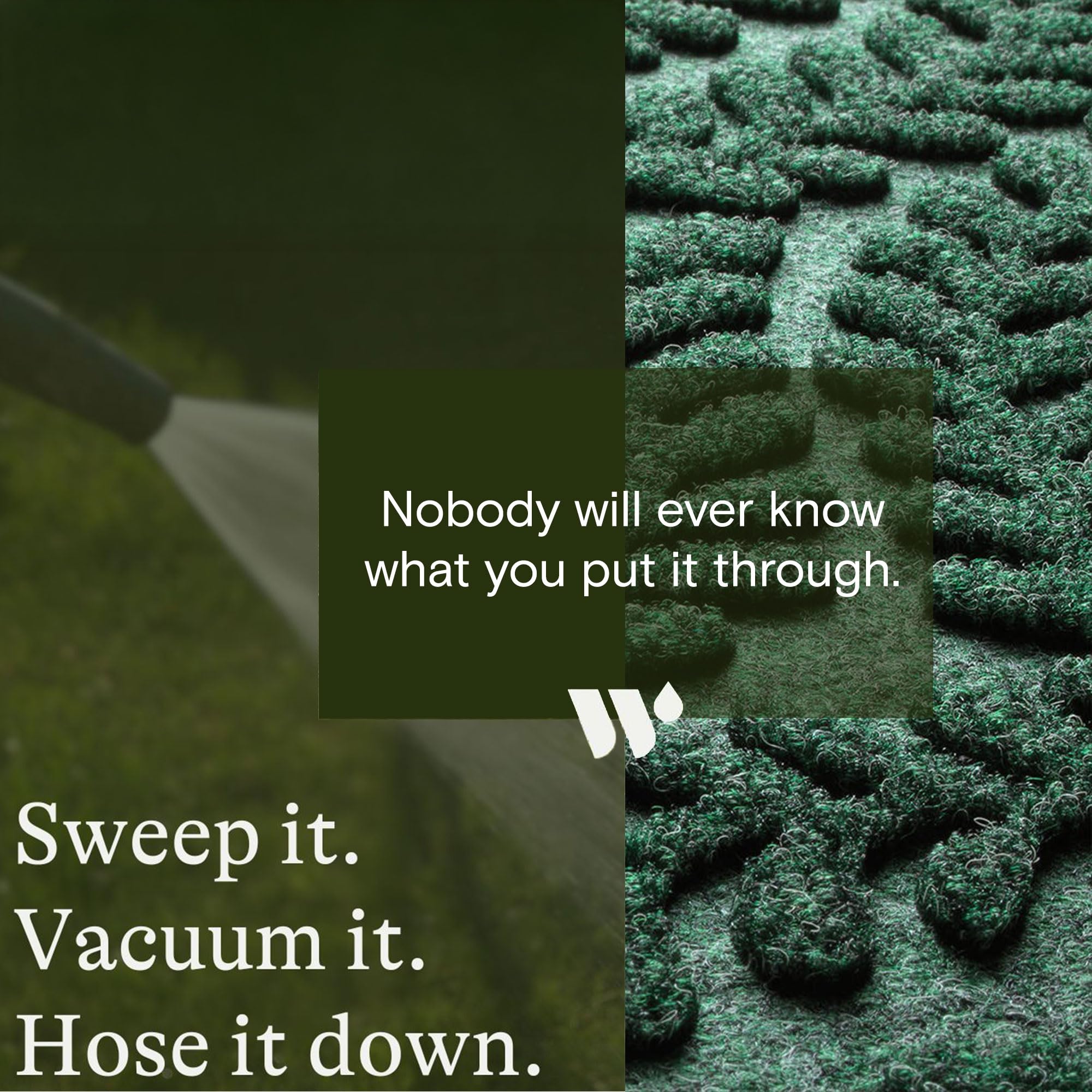 WaterHog Boxwood Mat being cleaned with a hose