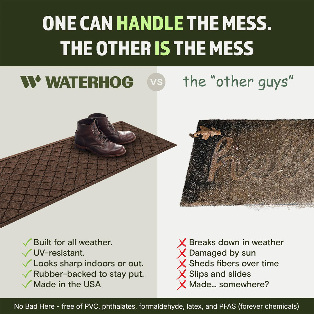 WaterHog Cordova mat in a garden setting