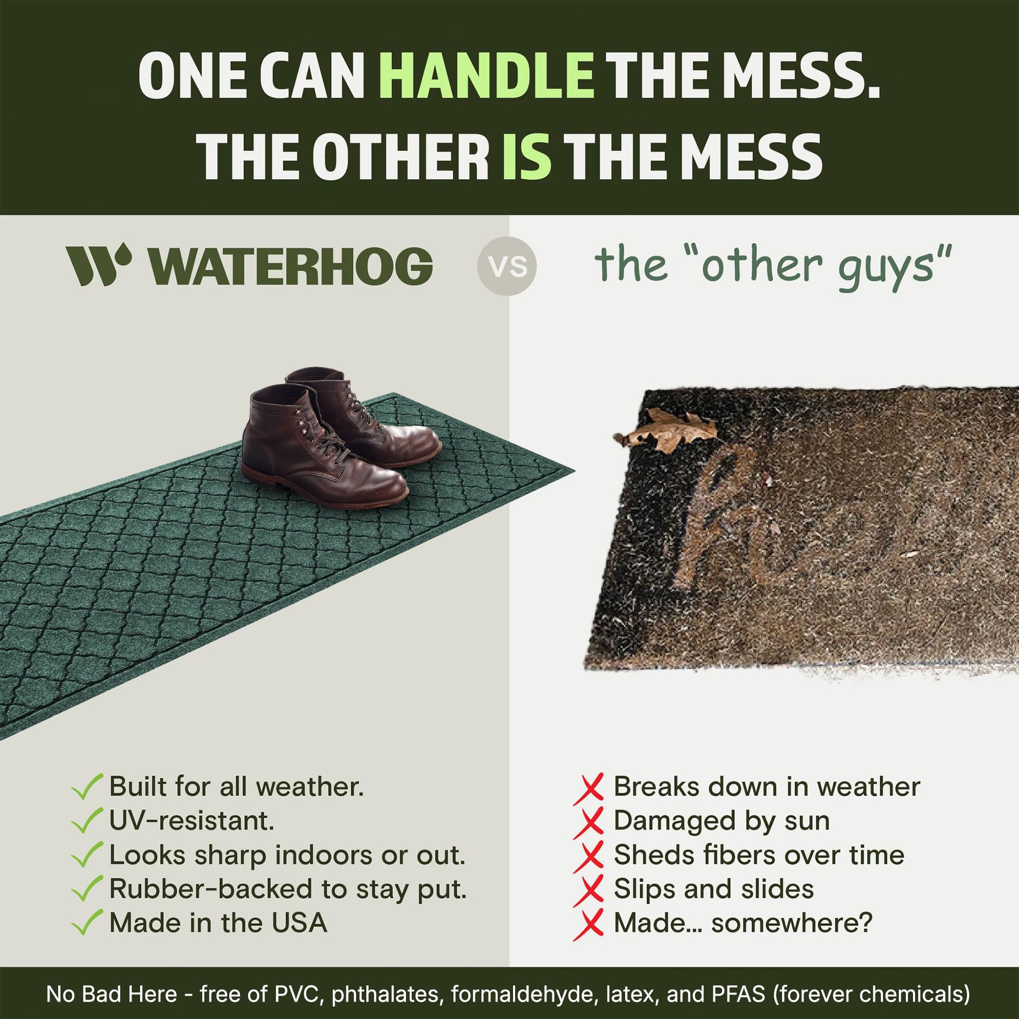 WaterHog Cordova mat showing water trapping feature