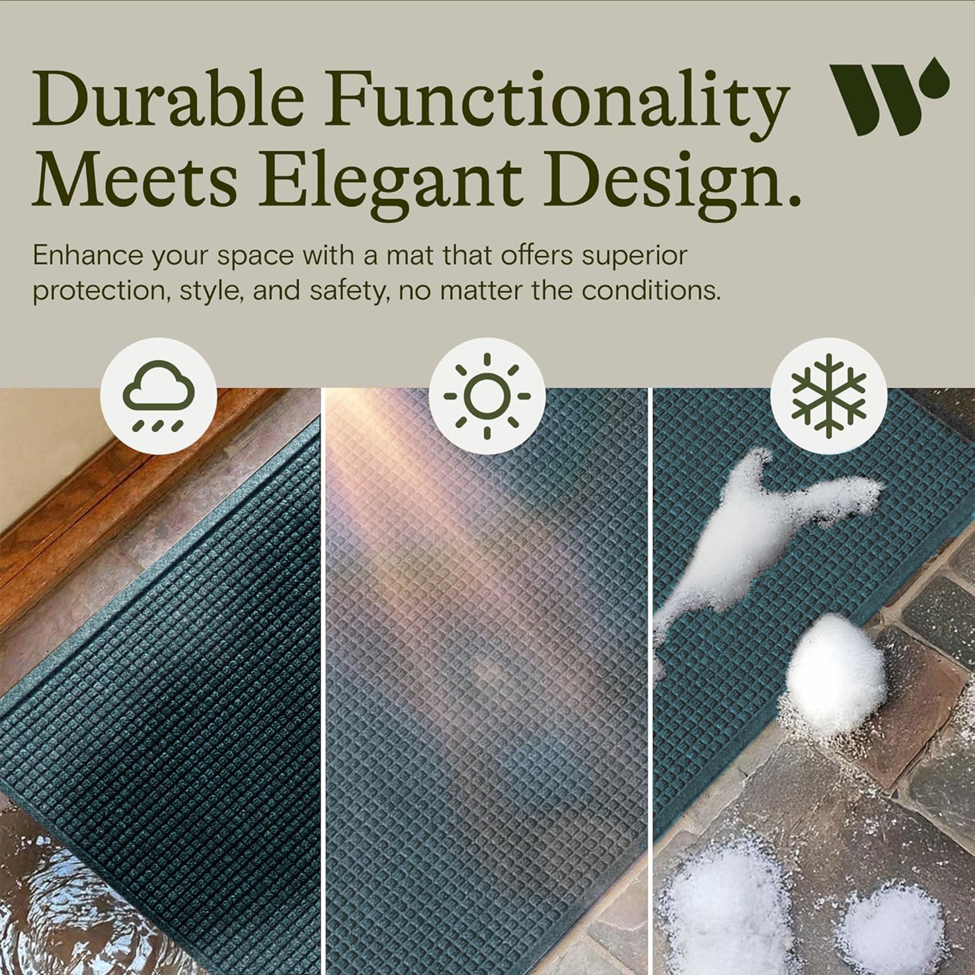 WaterHog Front Door Mat Bluestone showing ridged design