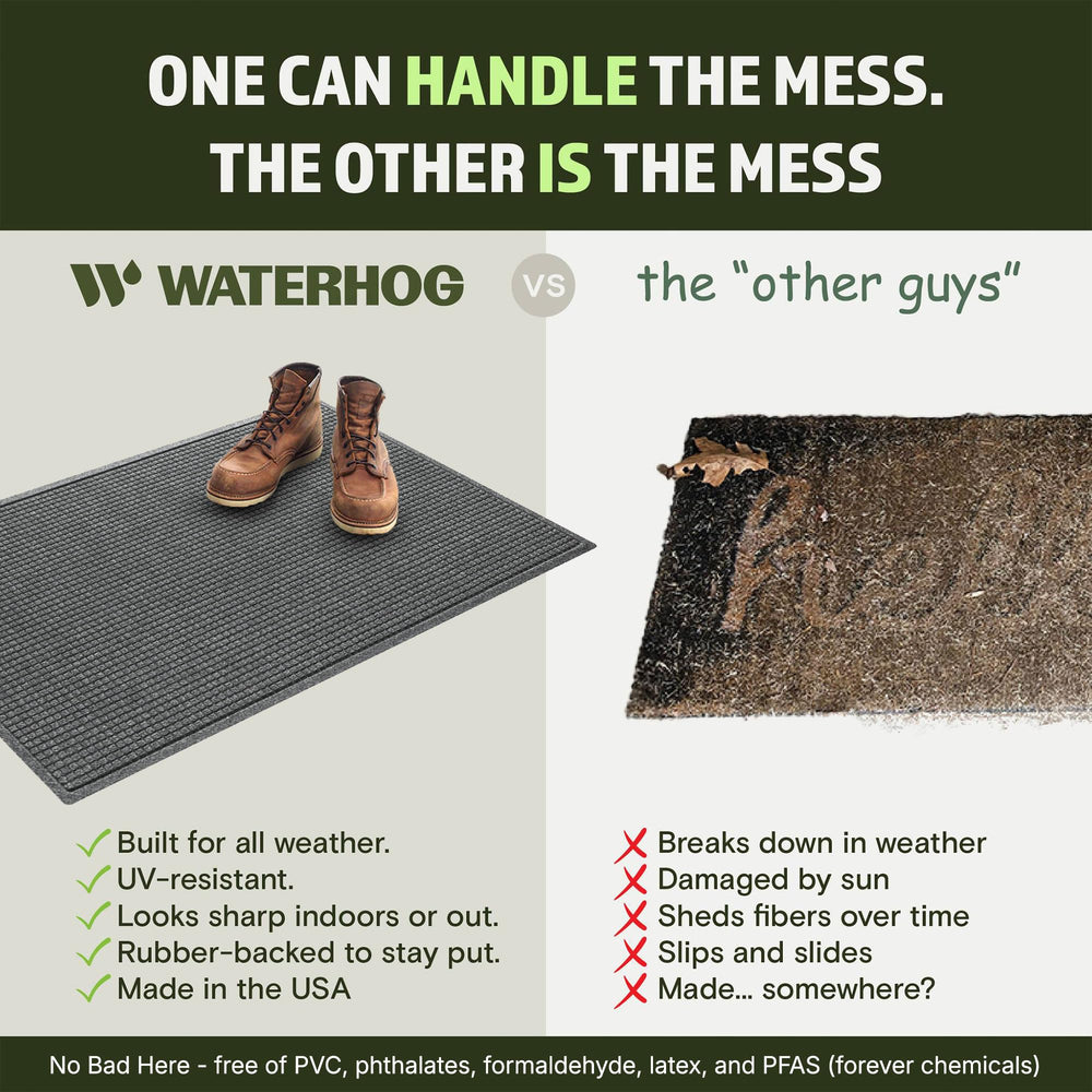 WaterHog mat in outdoor setting by the door
