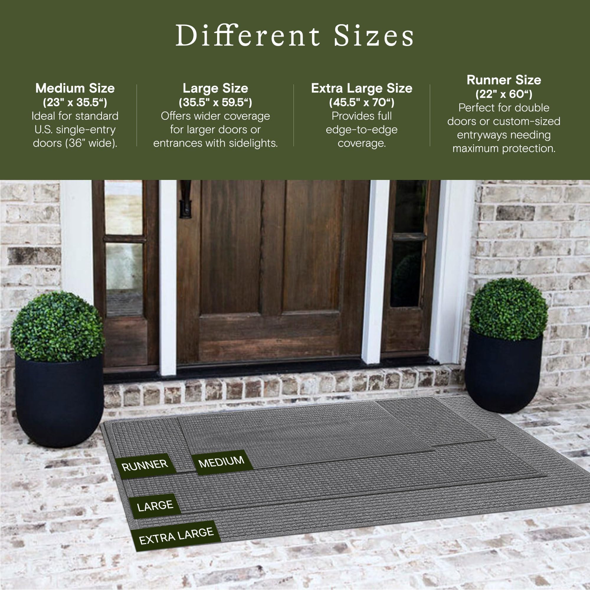 WaterHog mat showing ridged floral design and rubber border