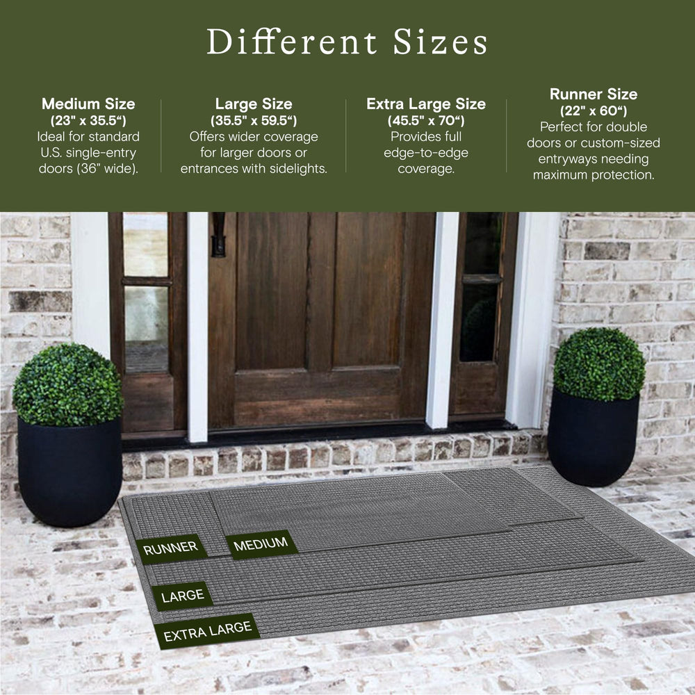 WaterHog mat showing ridged floral design and rubber border