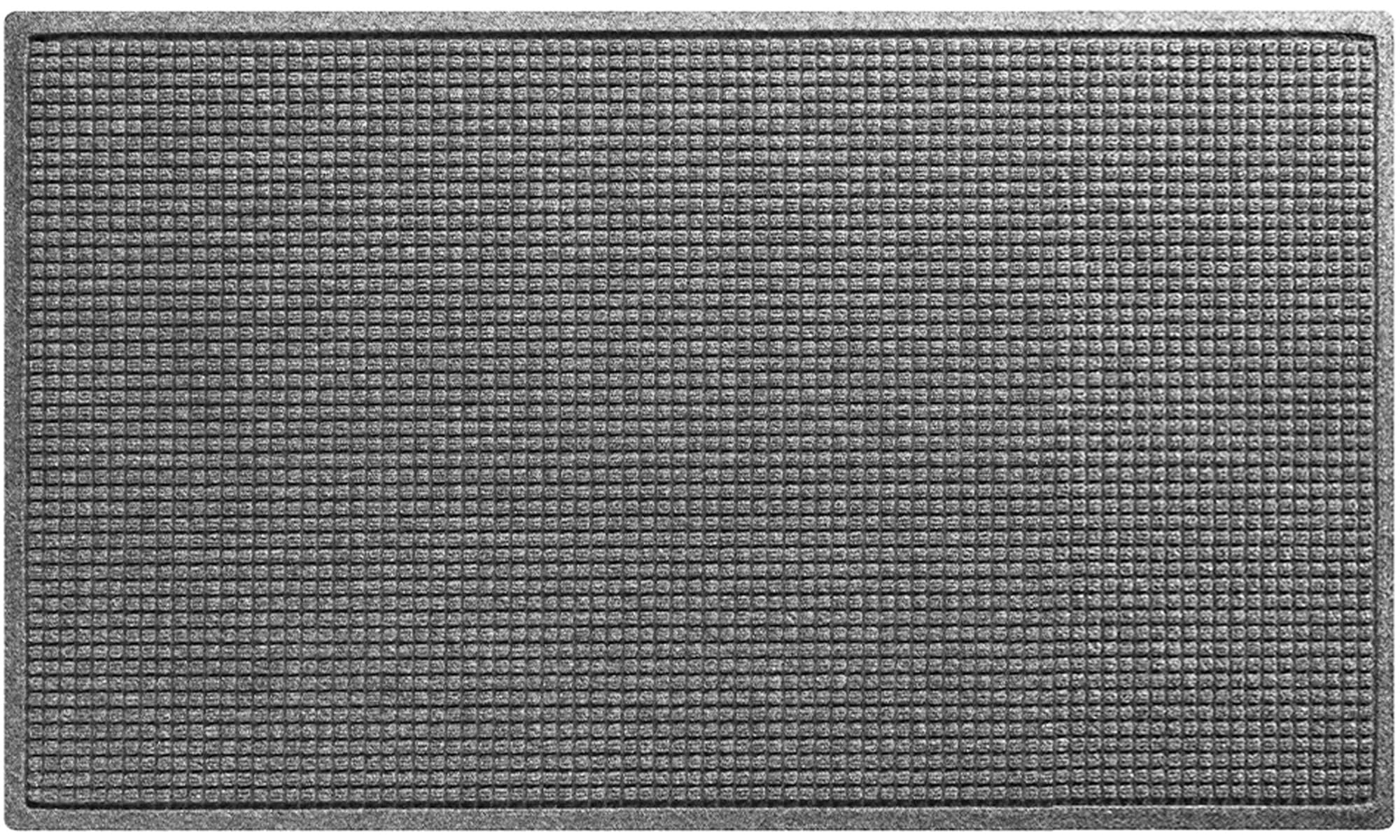 WaterHog Squares Front Door Mat 35.5x59.5 Medium Grey front view