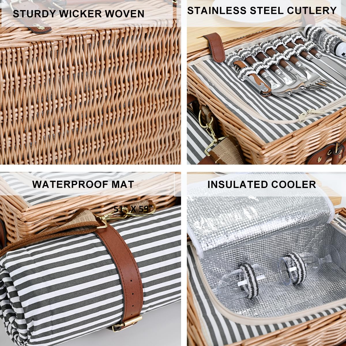 Waterproof blanket included with the SatisInside picnic set