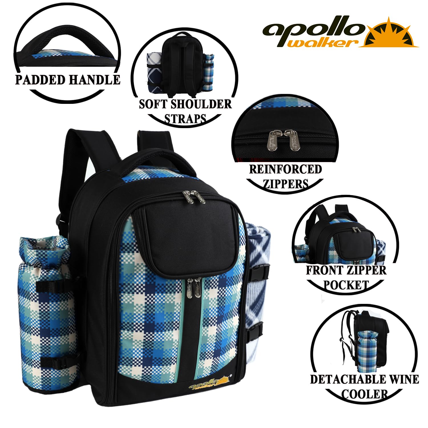 Waterproof fleece blanket included with the apollo walker Picnic Backpack