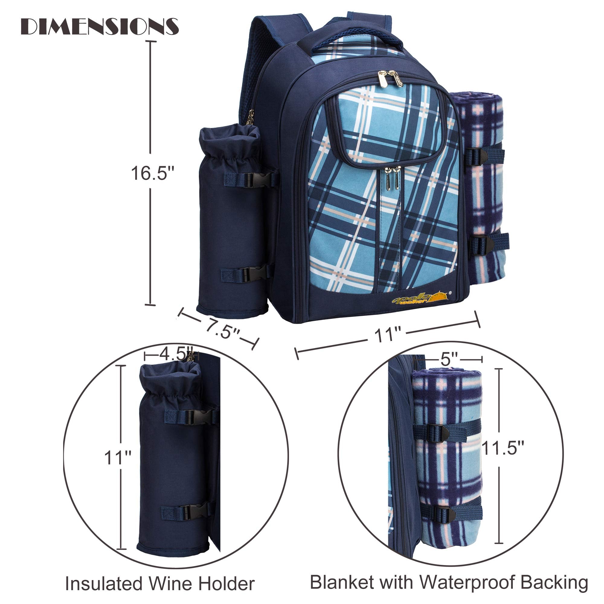 Waterproof fleece picnic blanket included with backpack
