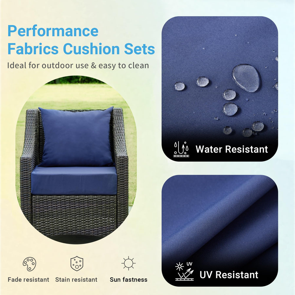 Waterproof outdoor cushion set in navy blue color