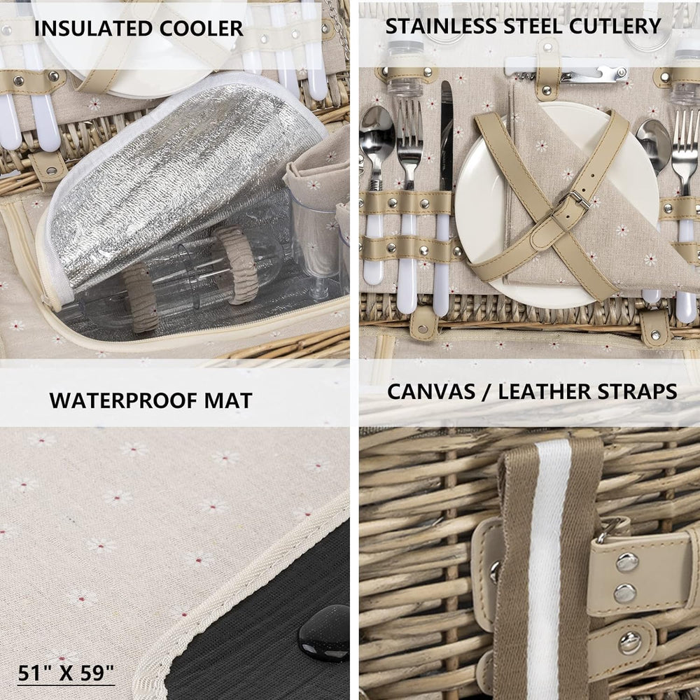 Waterproof picnic blanket included with SatisInside picnic basket