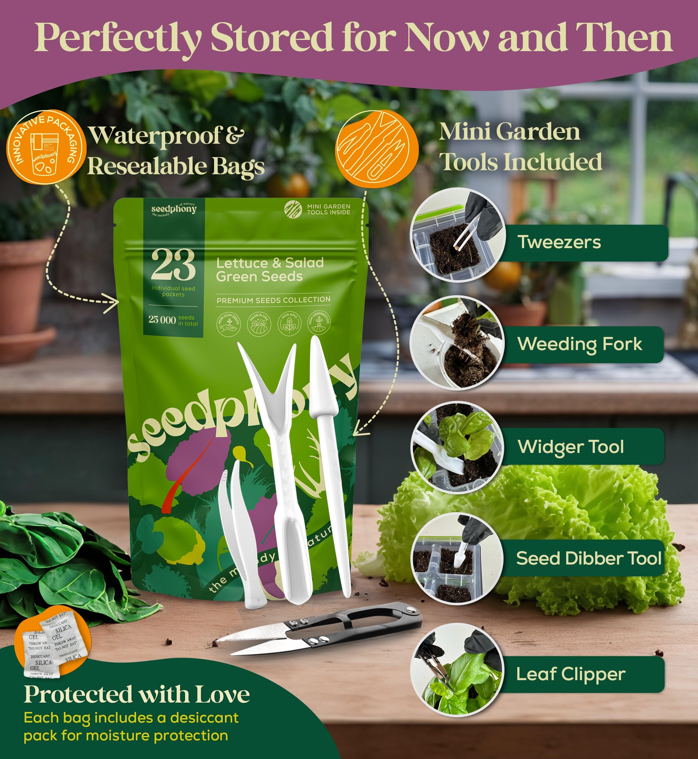 Waterproof resealable bag of Seedphony seeds