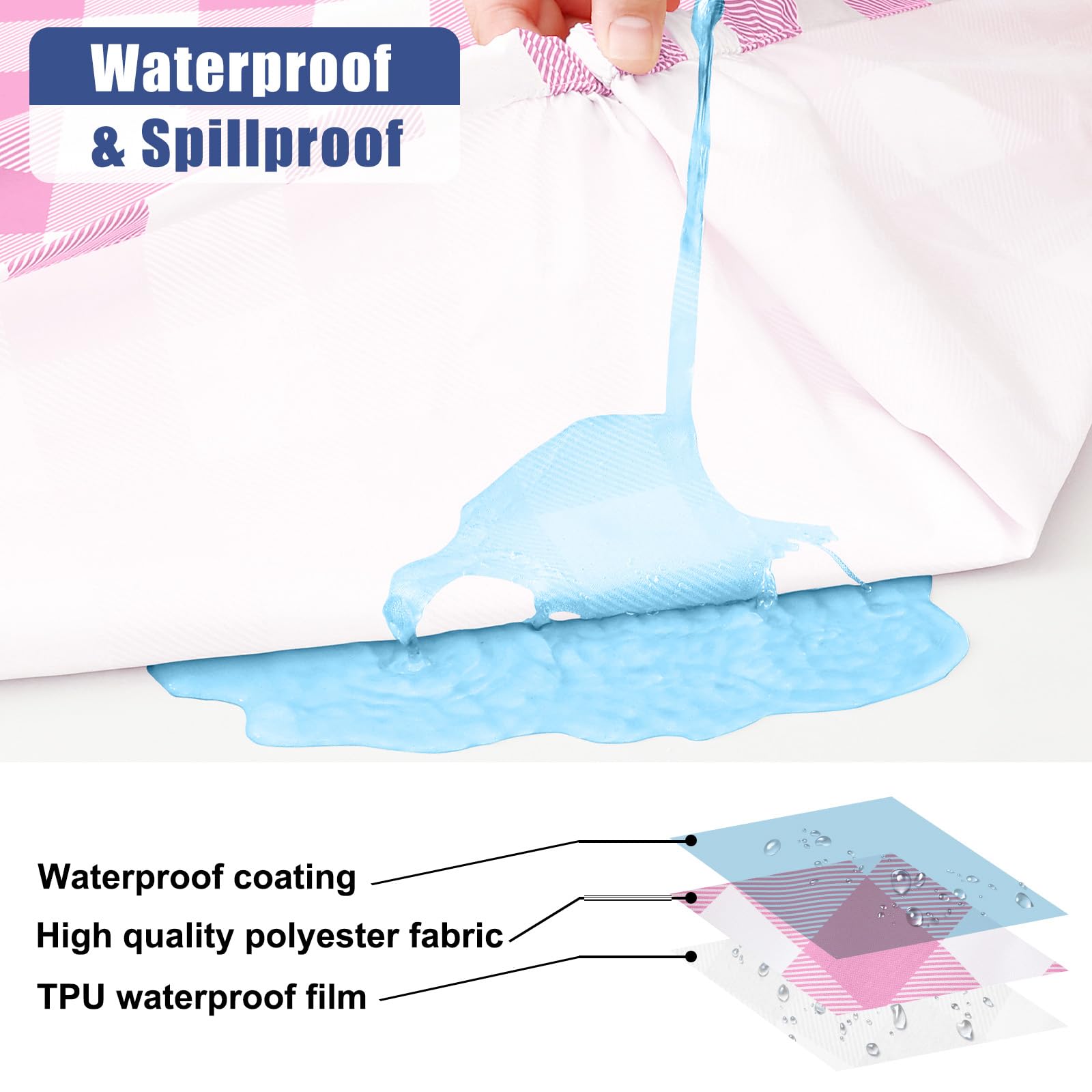 Waterproof surface of Smiry picnic table cover showing spilled liquid beading