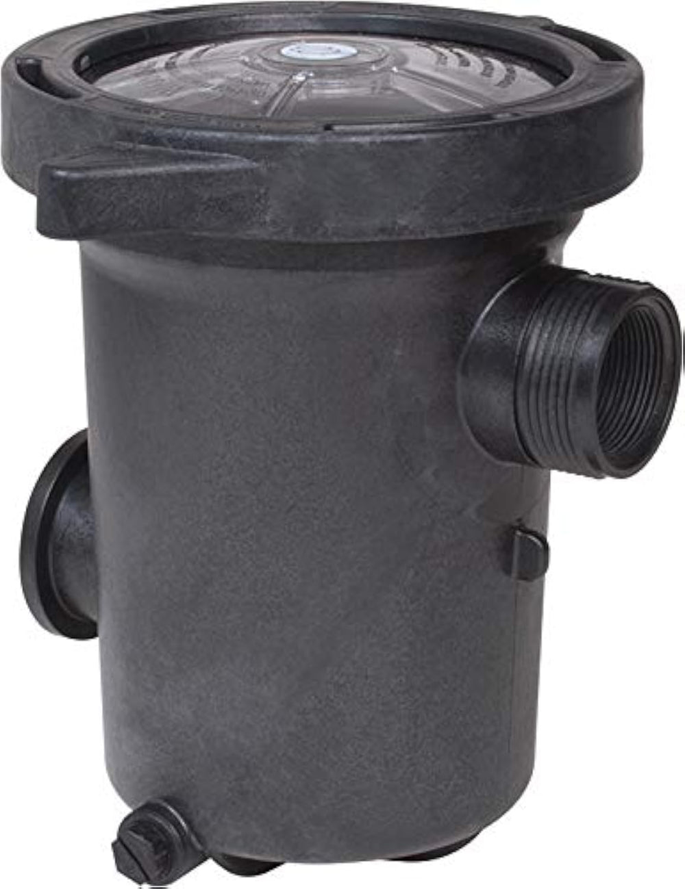 Waterway Hi-Flo Pump Strainer Housing front view, clear design