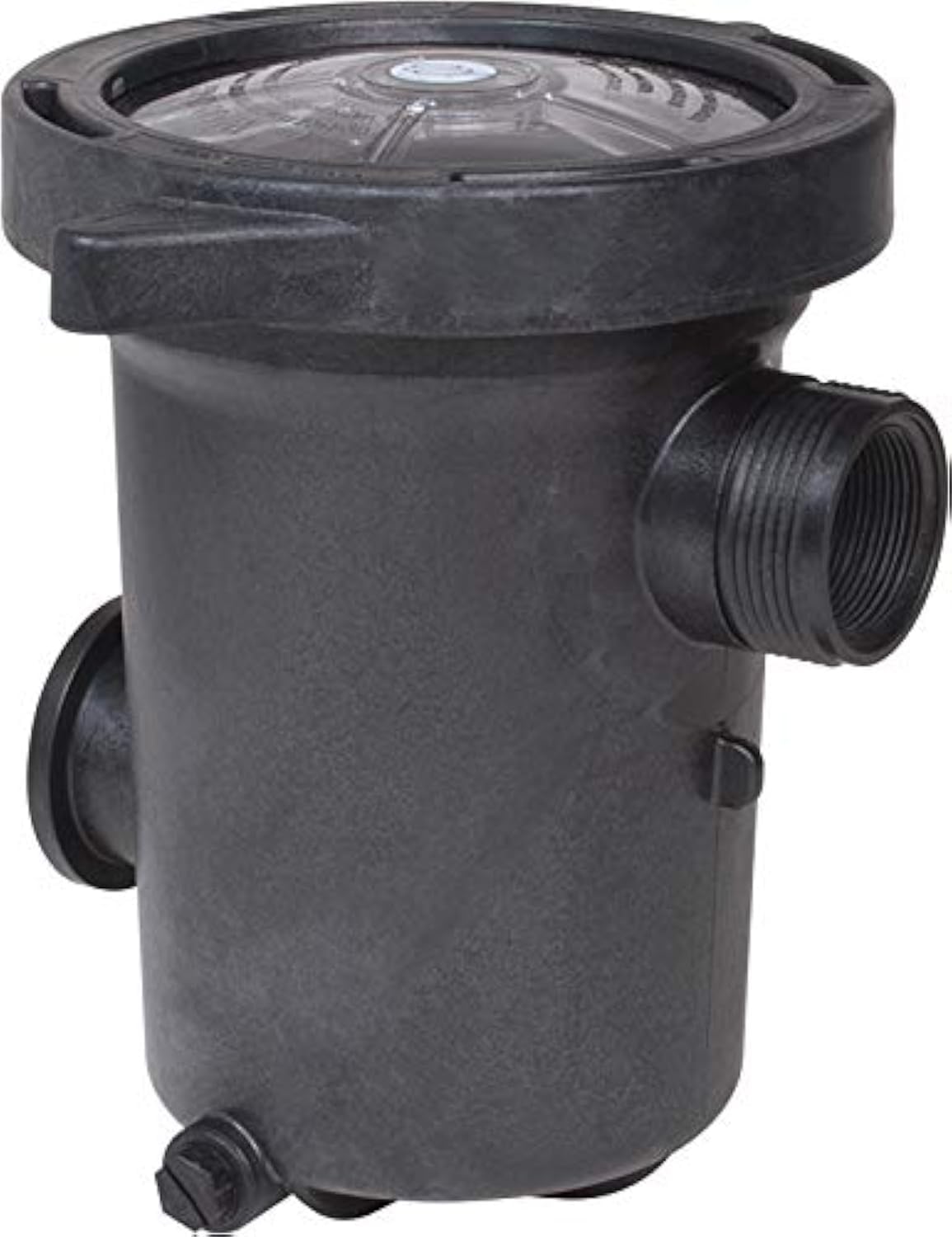 Waterway Hi-Flo Pump Strainer Housing front view, clear design