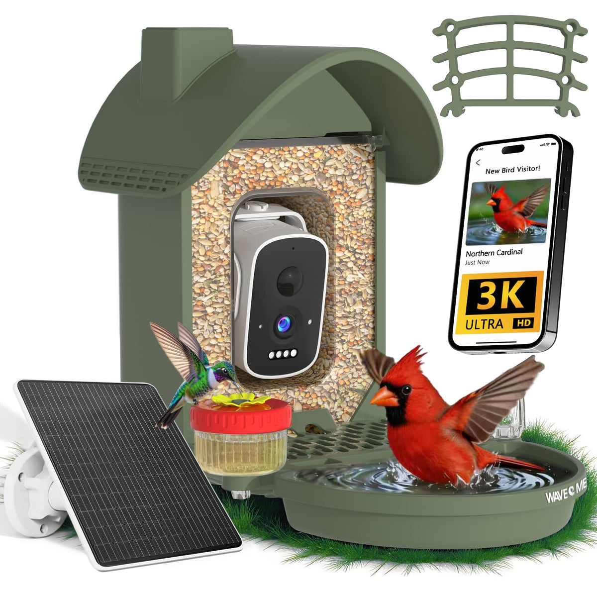WAVEEME Smart Bird Feeder Camera in navy green color