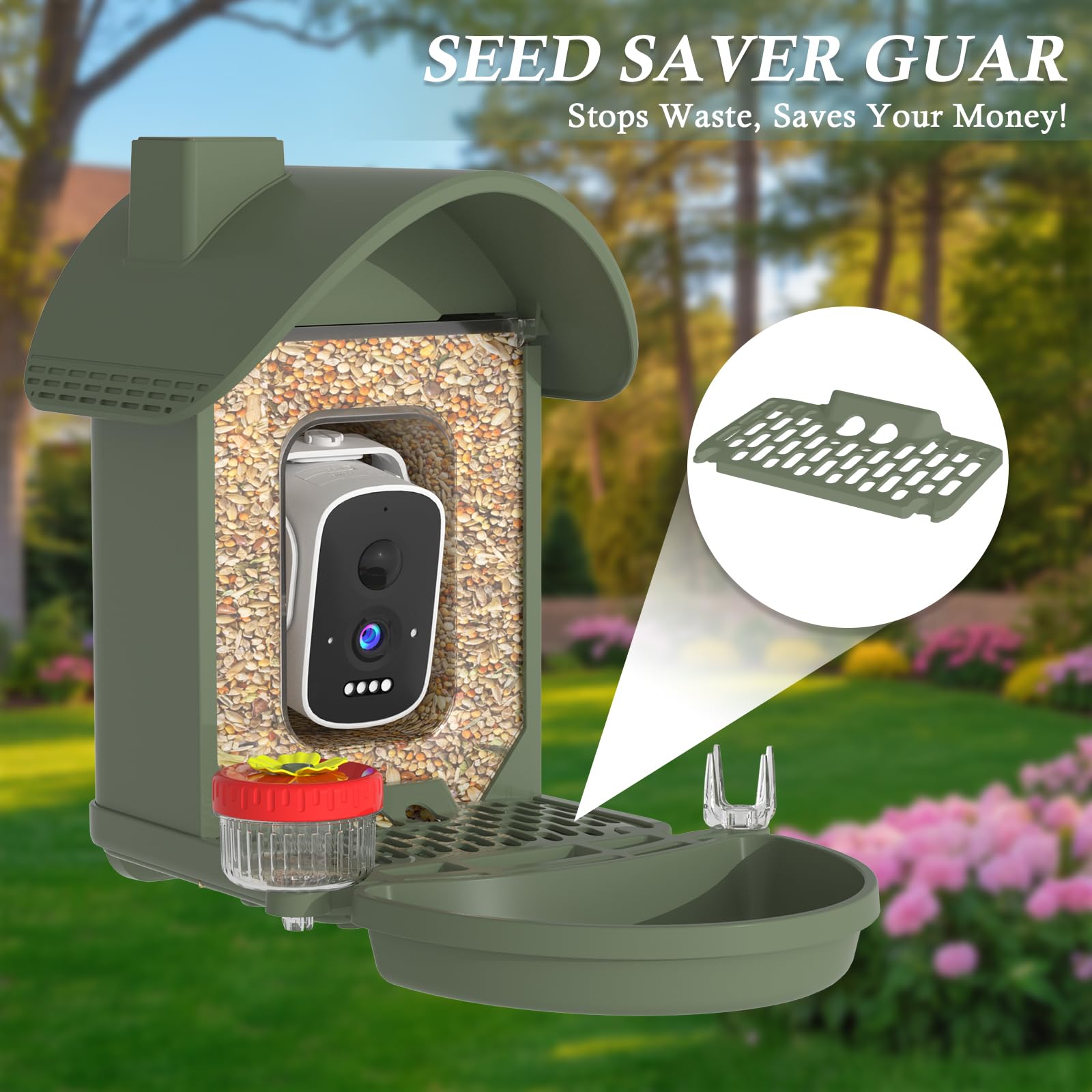 WAVEEME Smart Bird Feeder with solar panel on top