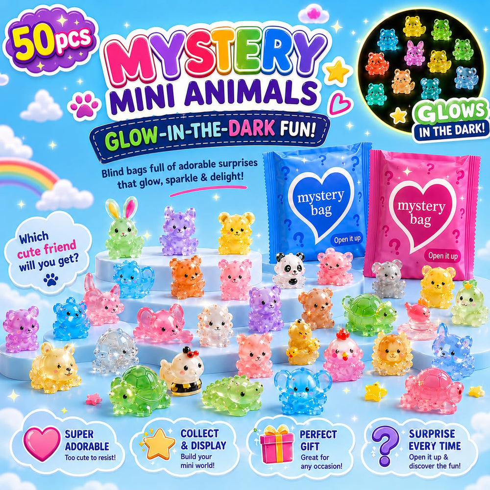 WAWIBEE glow in the dark animal figures displayed in a fairy garden