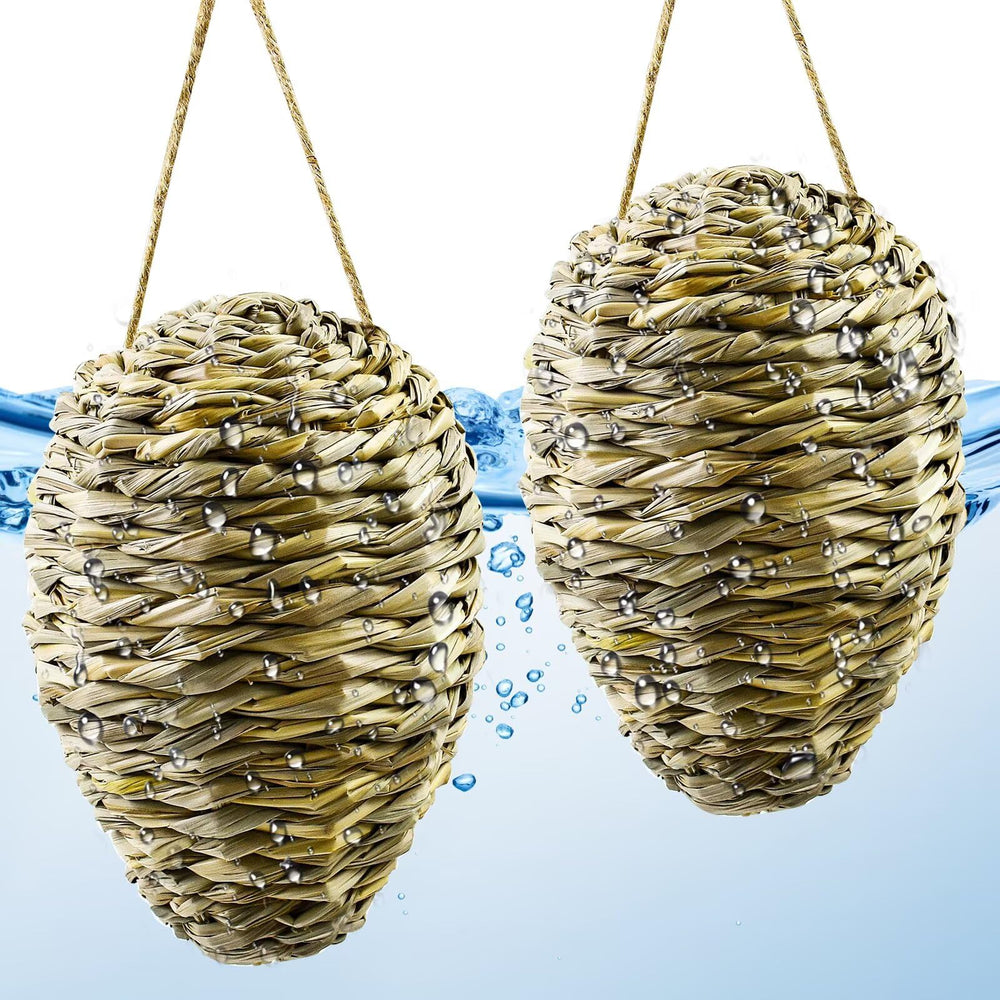 Waybas Woven Reed Crochet Wasp Nest Decoy front view
