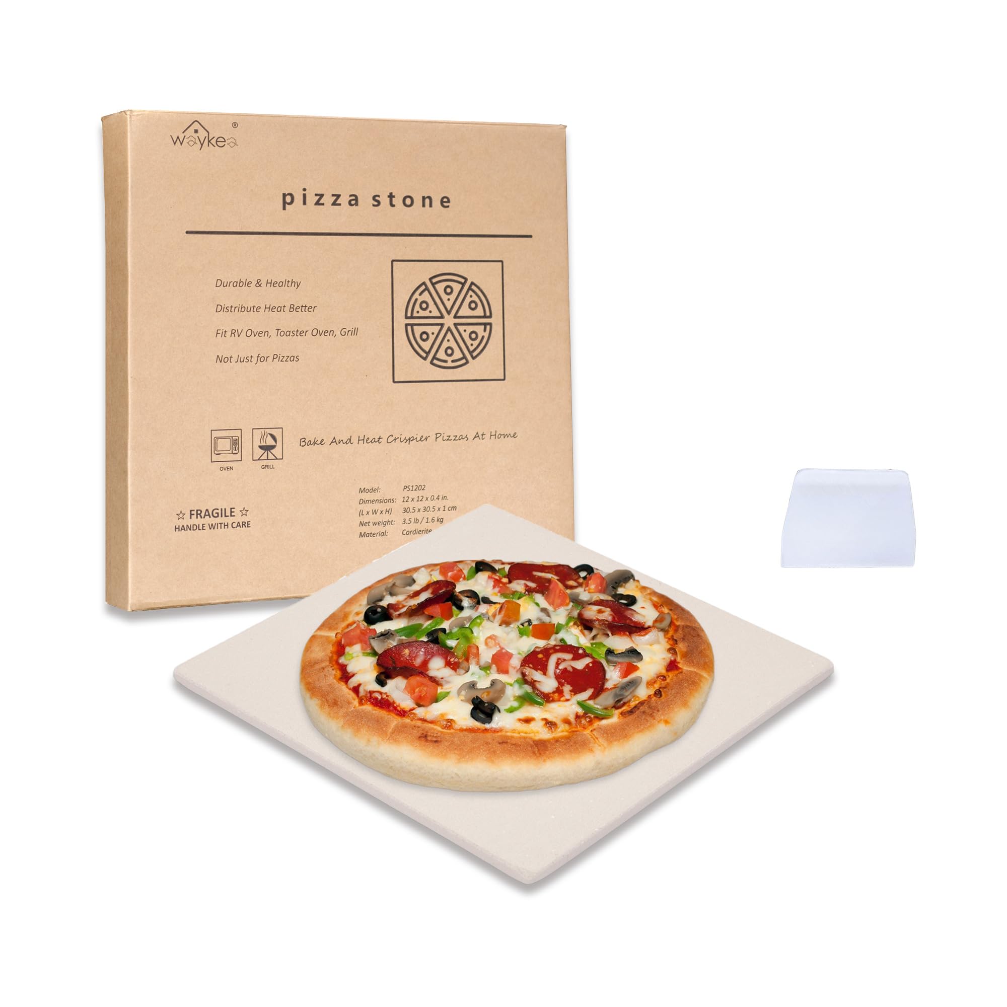 Waykea 12-inch cordierite pizza stone front view