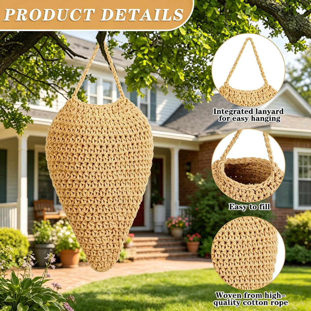 WBCBEC Crochet Wasp Nest Decoy displayed under eaves