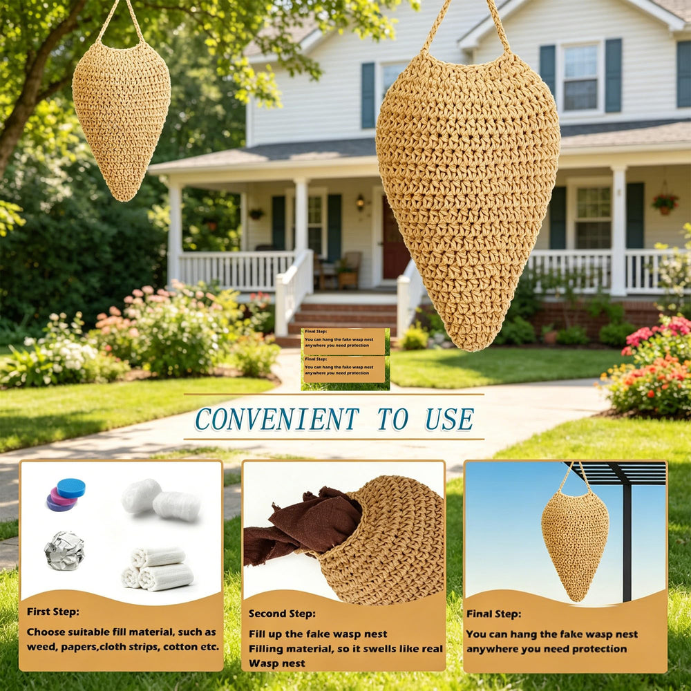 WBCBEC Crochet Wasp Nest Decoy filled with sponge for realism