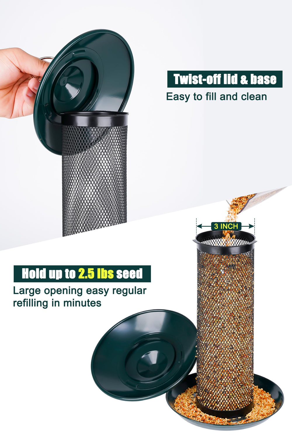 Weather-resistant lid on Gtongoko Finch Feeder