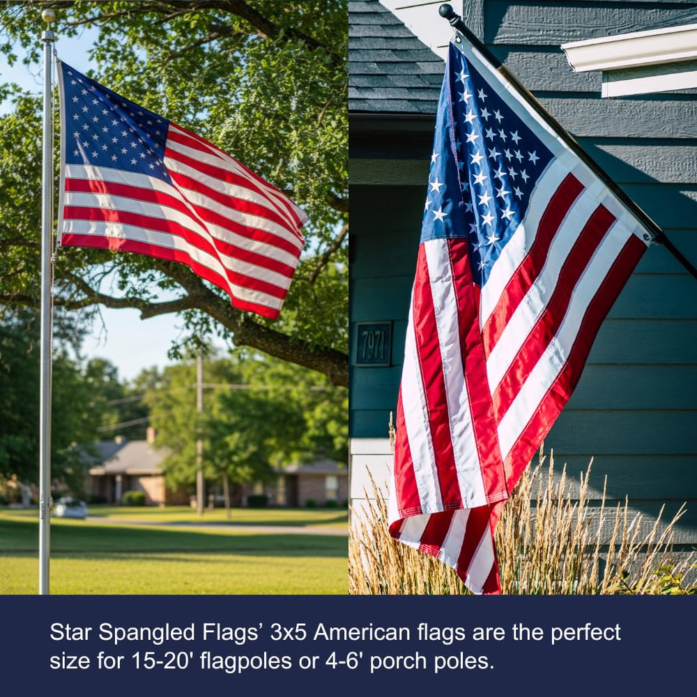 Weather-resistant nylon American Flag in outdoor setting