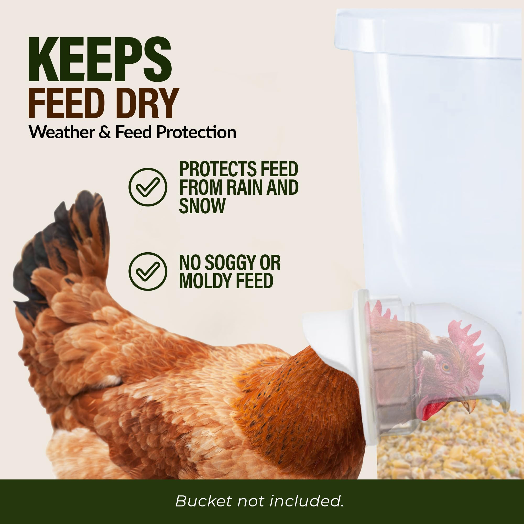 Weatherproof seal on Poultry Pro Feeder port