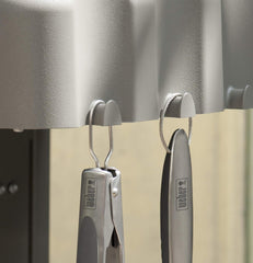 Weber 2-Piece Barbecue Tool Set displayed on a grill