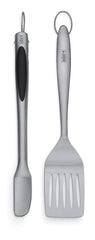 Weber 2-Piece Barbecue Tool Set with spatula and tongs in stainless steel