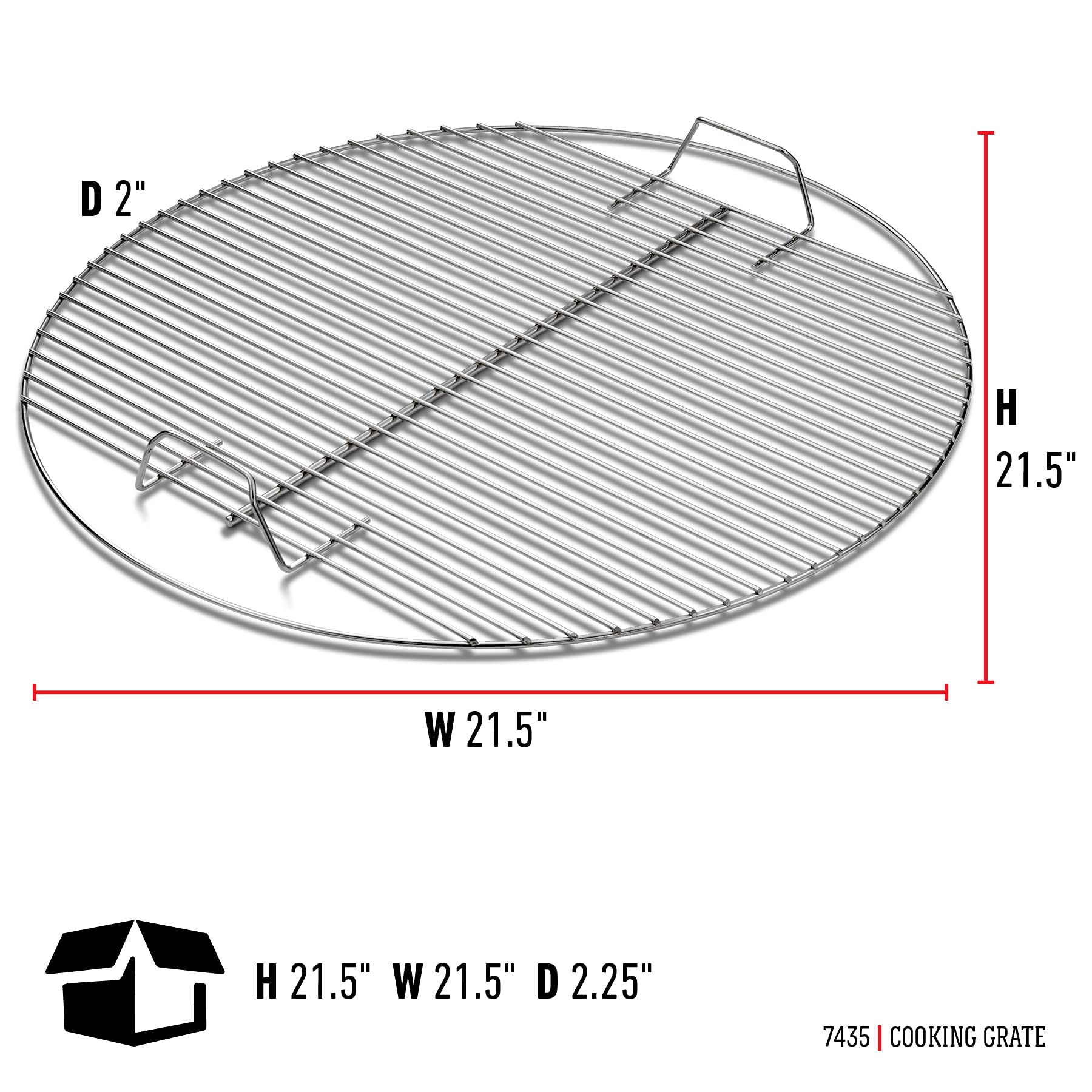 Weber Charcoal Cooking Grate side view showing dimensions