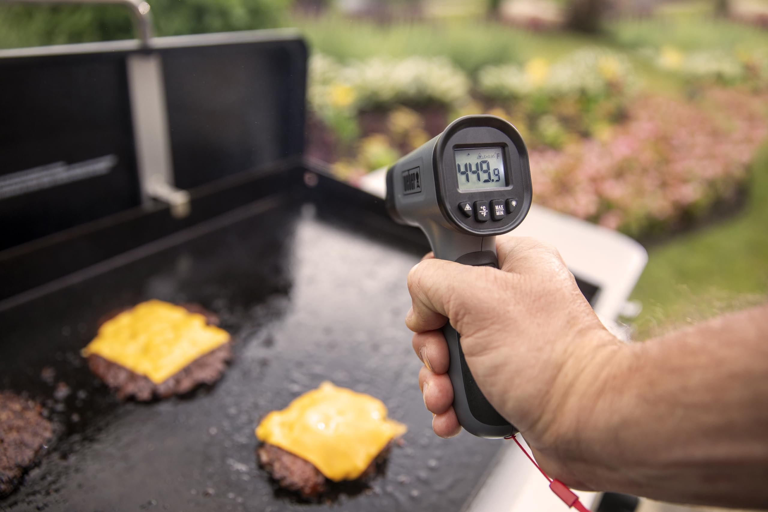 Weber Griddle Infrared Thermometer in packaging with batteries included
