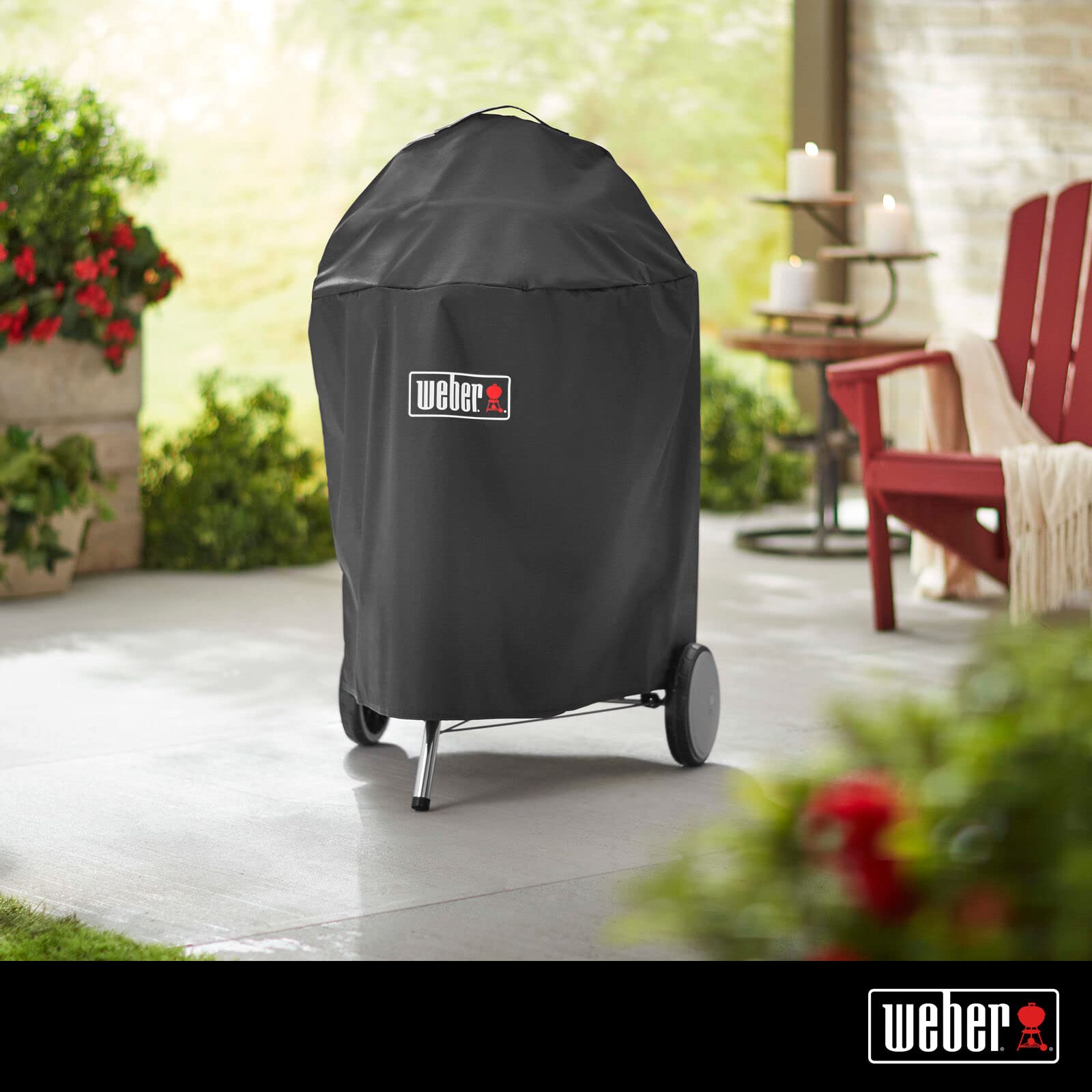 Weber grill cover showing fastening strap detail
