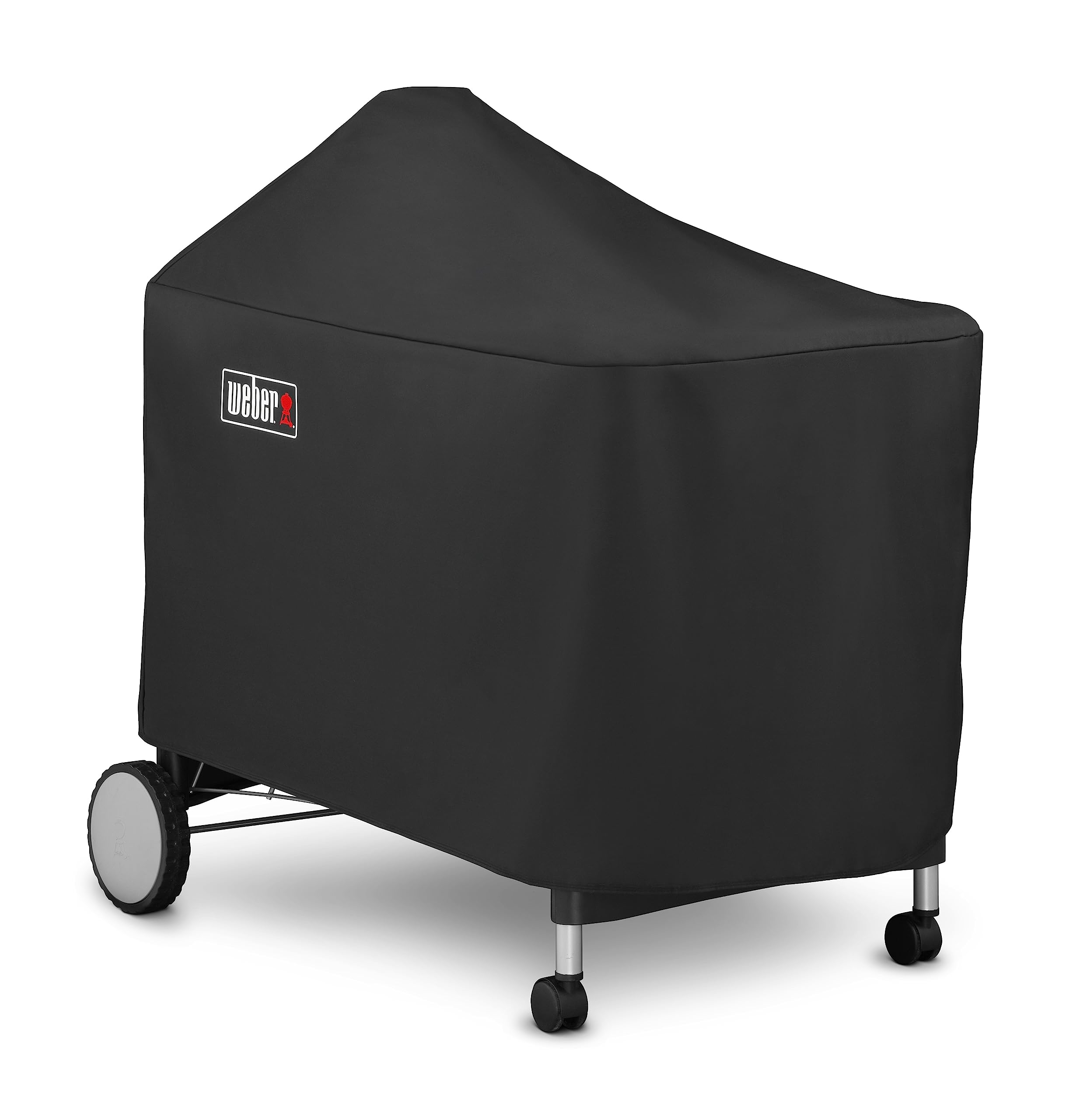 Weber Grill Cover with Velcro strap secured on a grill
