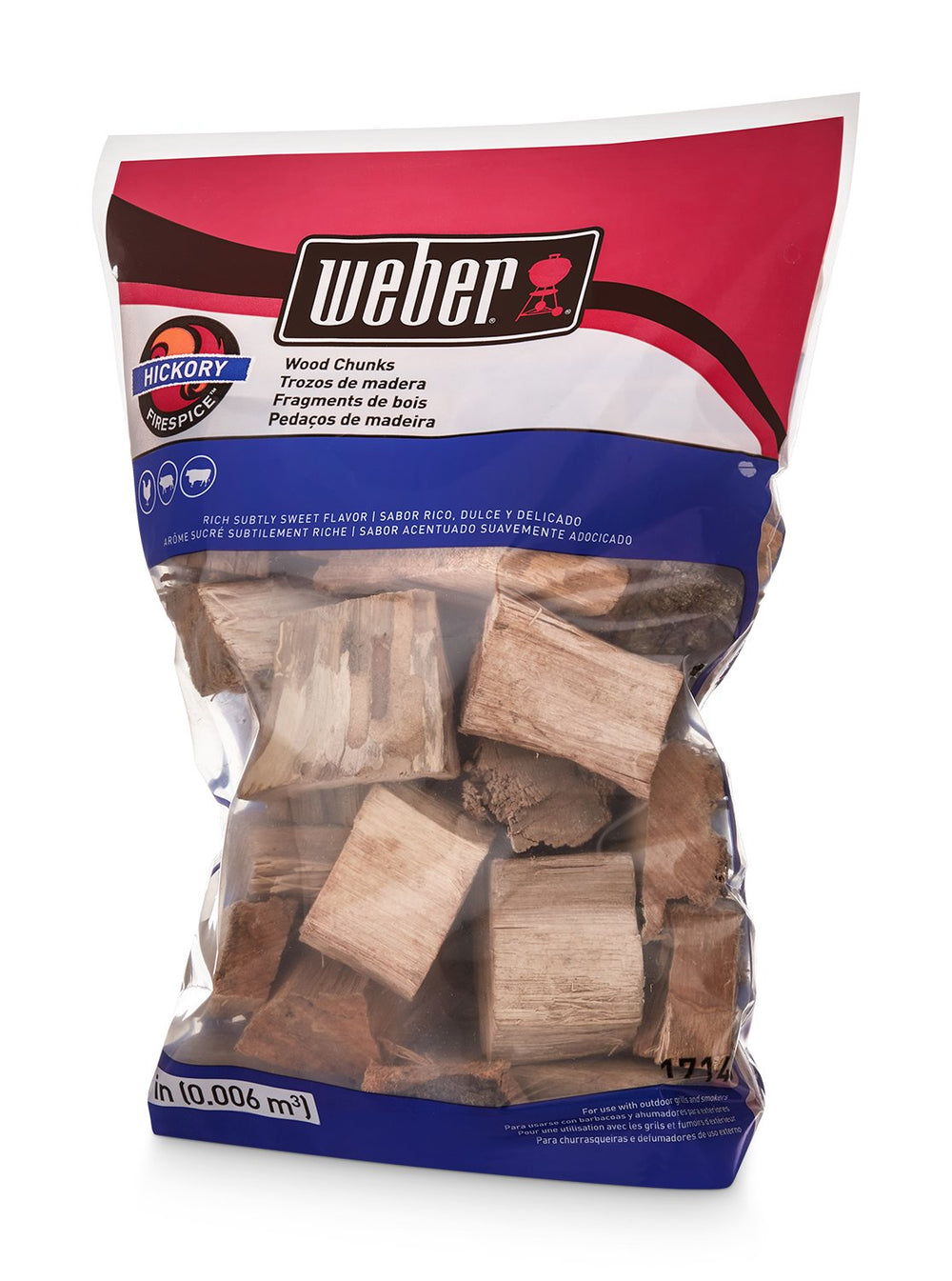 Weber Hickory Wood Chunks 4 lb front view with packaging