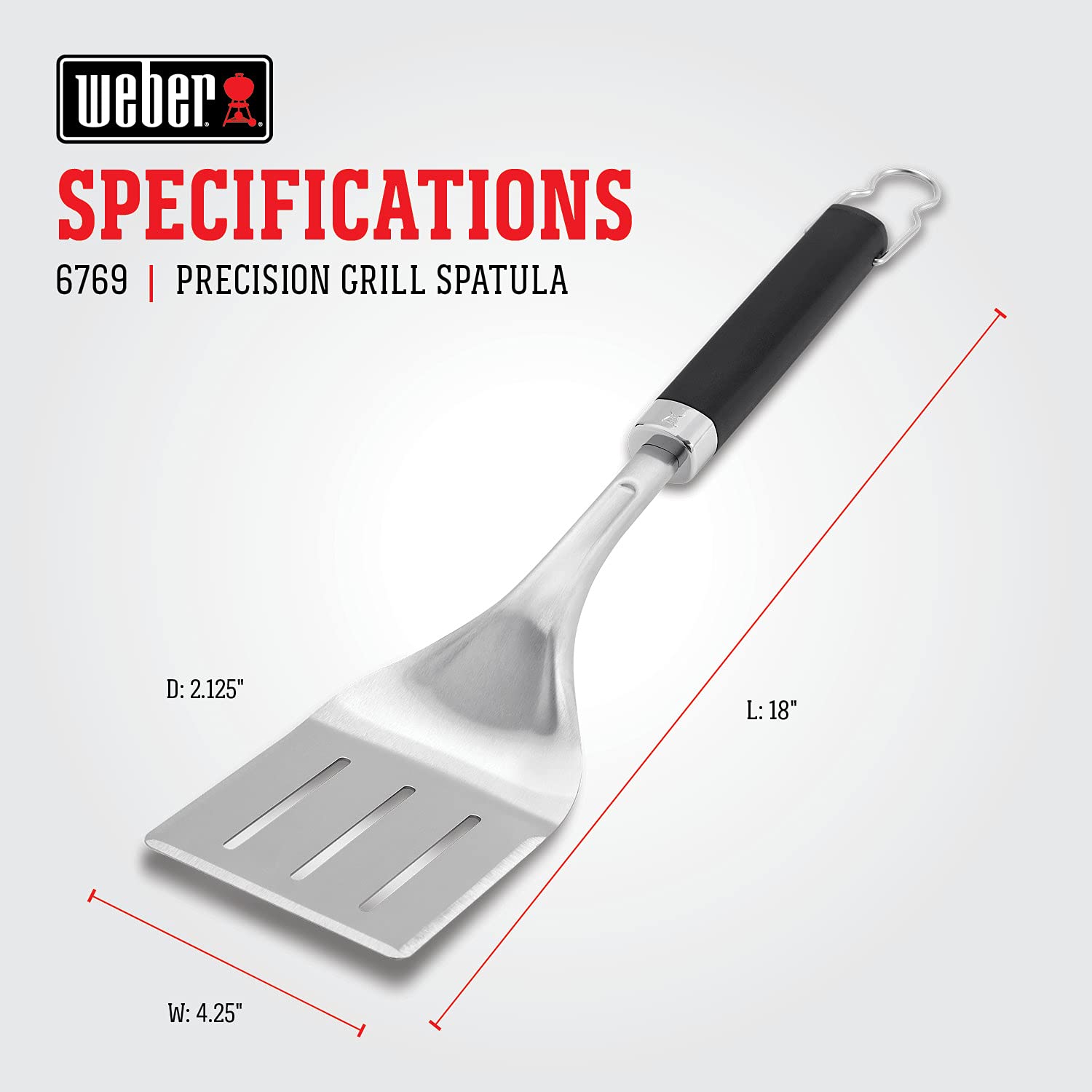 Weber Precision Grill Spatula with metal loop for hanging storage