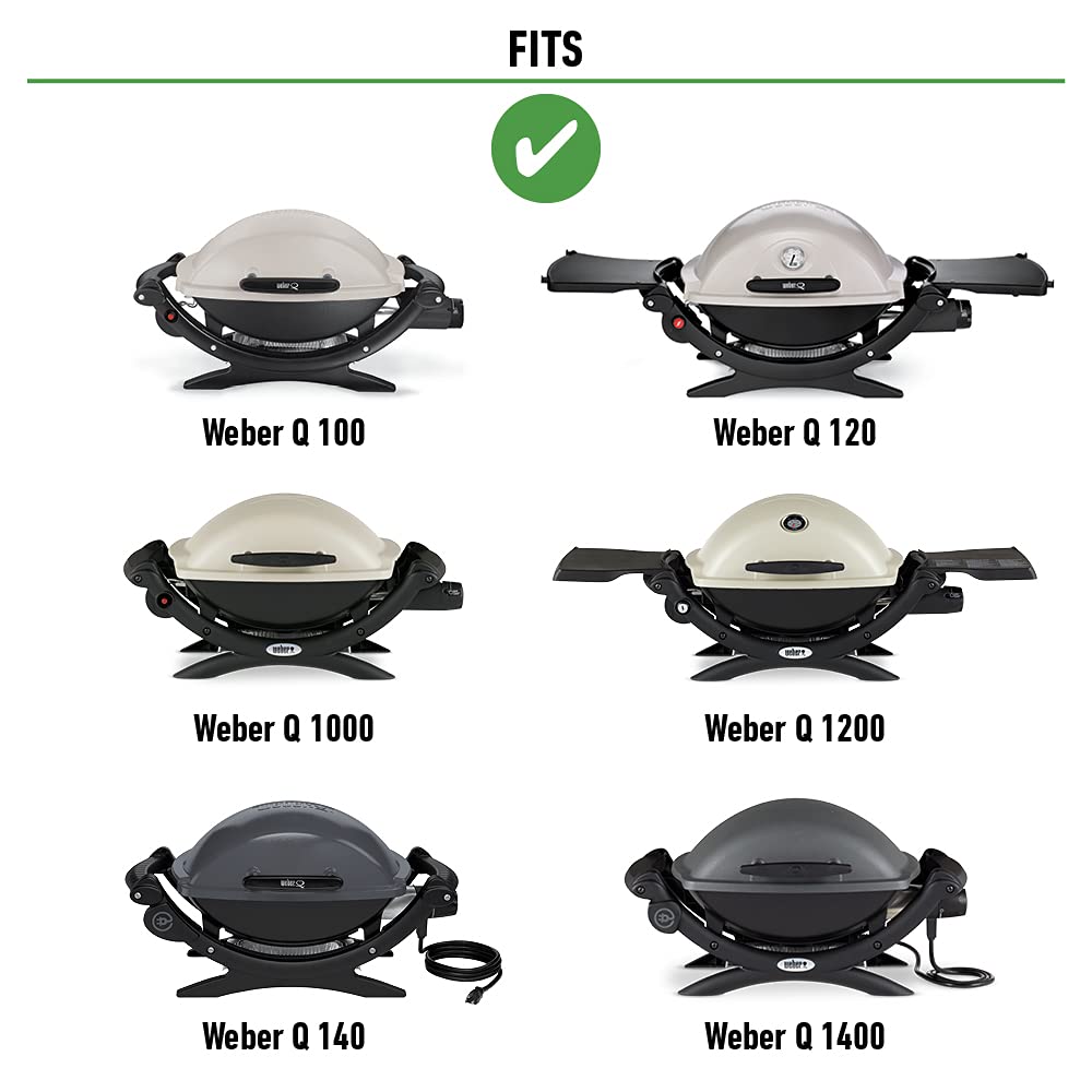 Weber Q cooking grates assembled on a grill with food