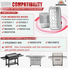 WEBROIL grill liner in use on Members Mark griddle