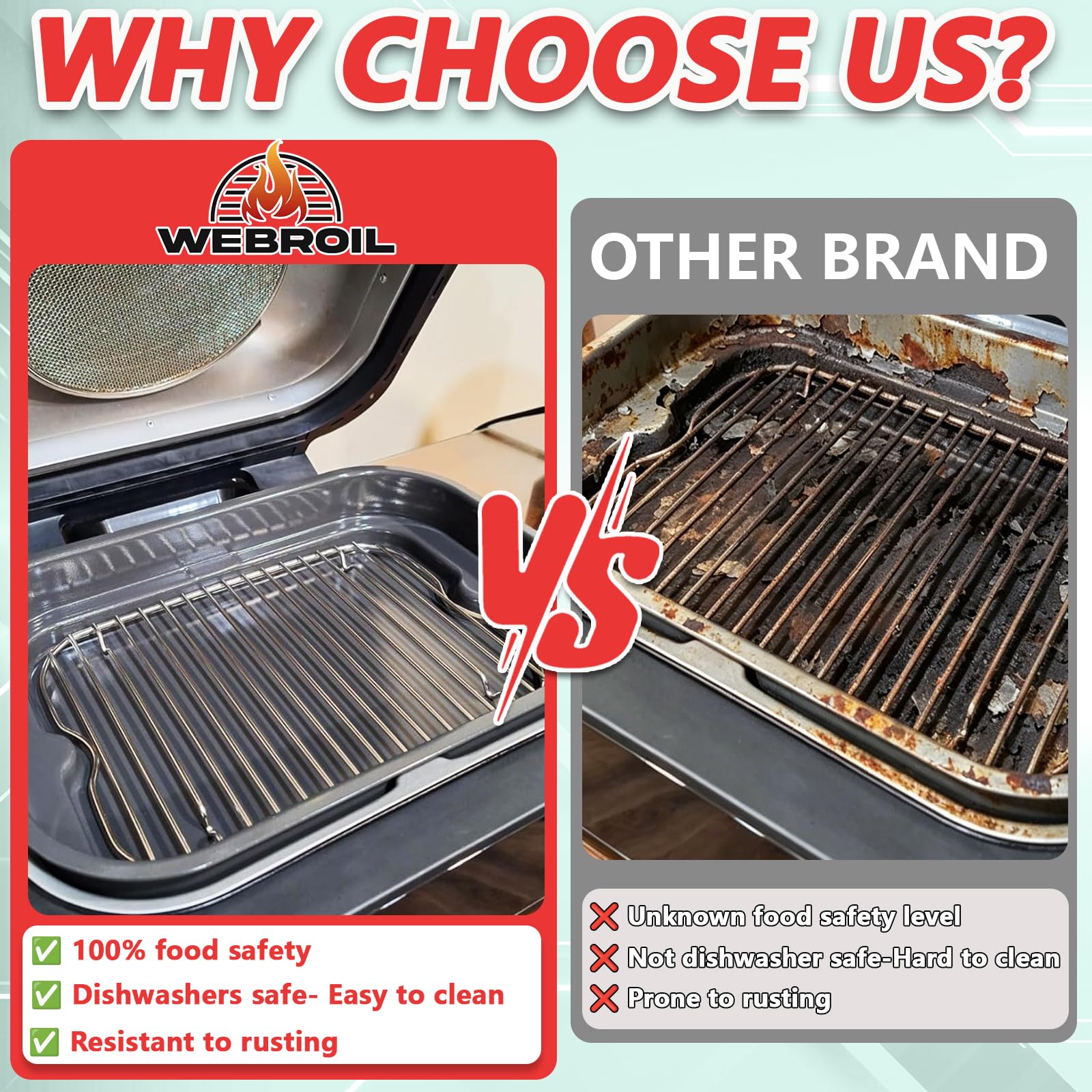 WEBROIL Roasting Grill Steamer Rack dimensions on measuring tape
